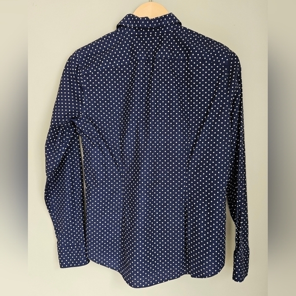 Ralph Lauren blouse dot polka navy size medium - Picture 4 of 6